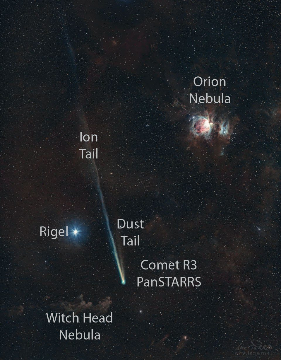 دنباله‌دار R3 PanSTARRS و صورت فلکی شکارچی (اوریون)